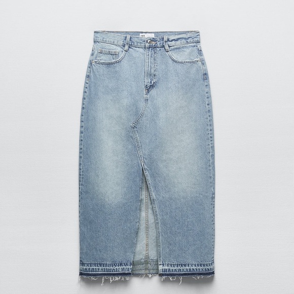 ZARA BLOGGERS FAV TRF LONG DENIM SKIRT - Picture 11 of 14